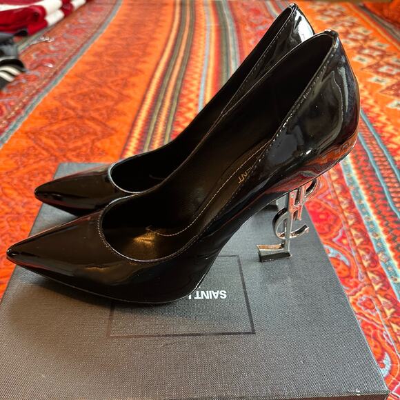 YSL - Opyum Heel Pumps - Black Patient Leather - Size US 10  EU 40 - Picture 3 of 16